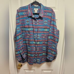 Ariat Women’s 2XL Western Shirt Aztec Print Long Sleeve Snap Button Relaxed Fit